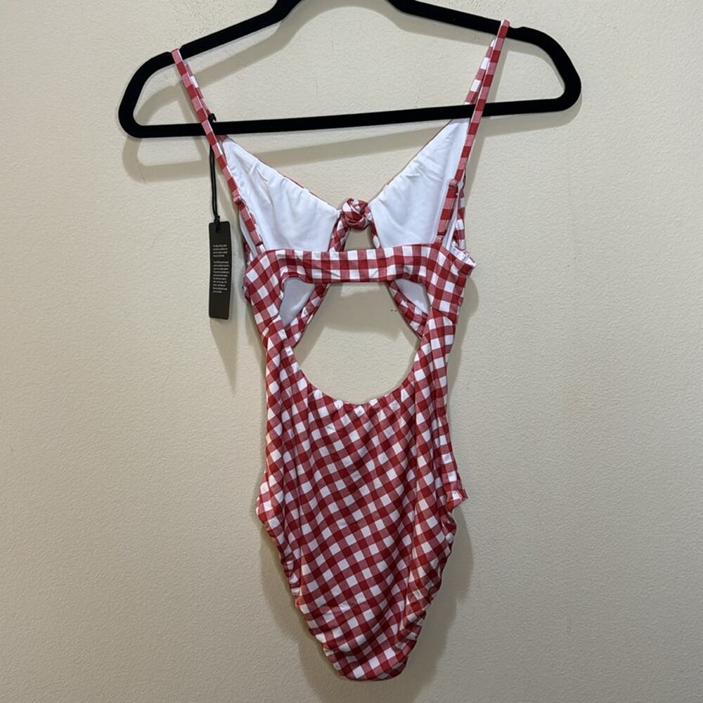 Chaser Tie Front Monokini One Piece Swimsuit - Red Size M - Picture 6 of 7